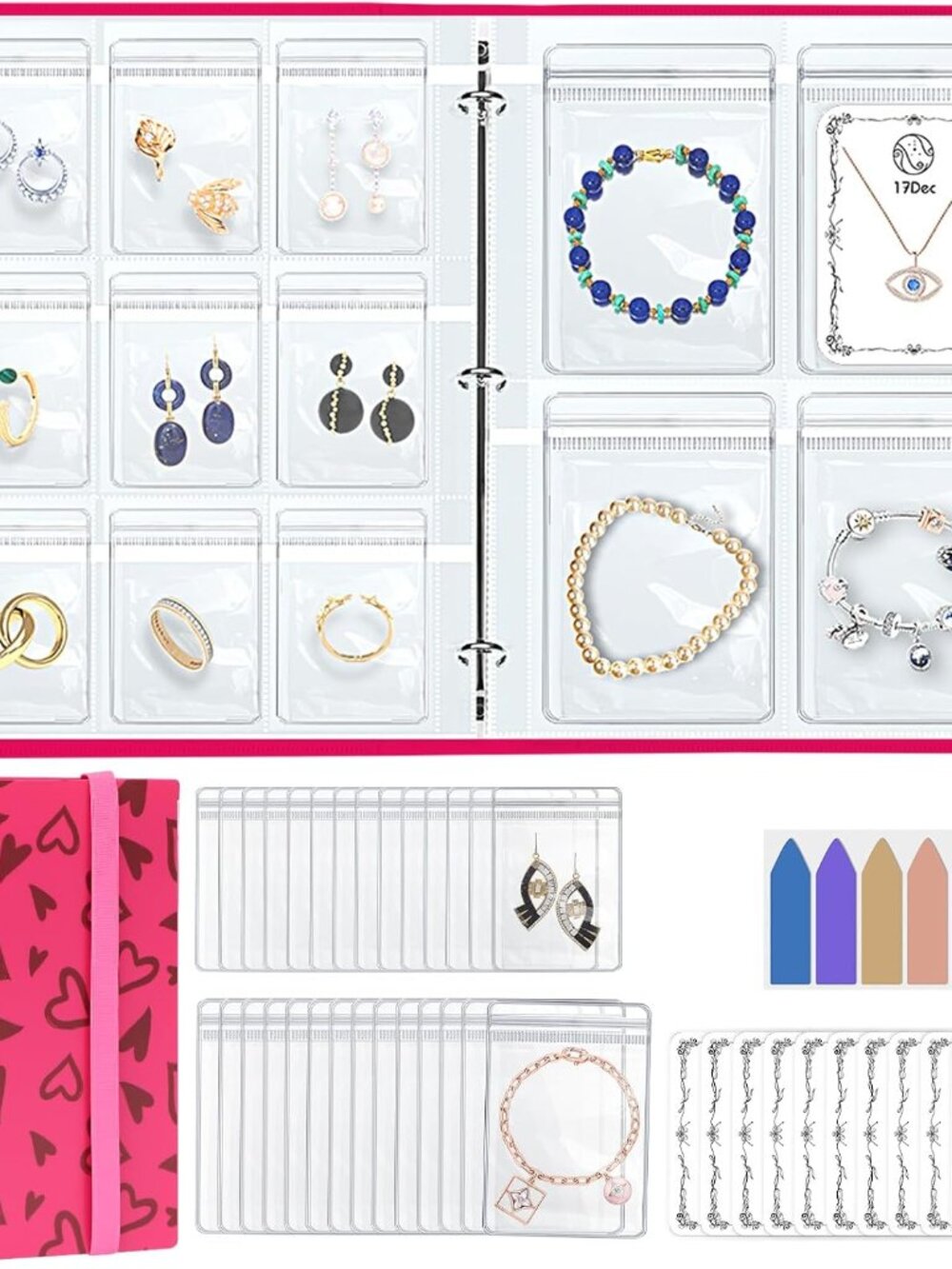 Large Transparent Jewelry Storage Book with 300 Pockets and 50 Jewelry Pouches,T - Picture 1 of 9